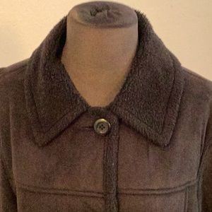 Large Utex design black faux suede coat with fleece lining.